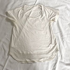 Lululemon White Cropped Mesh Tee